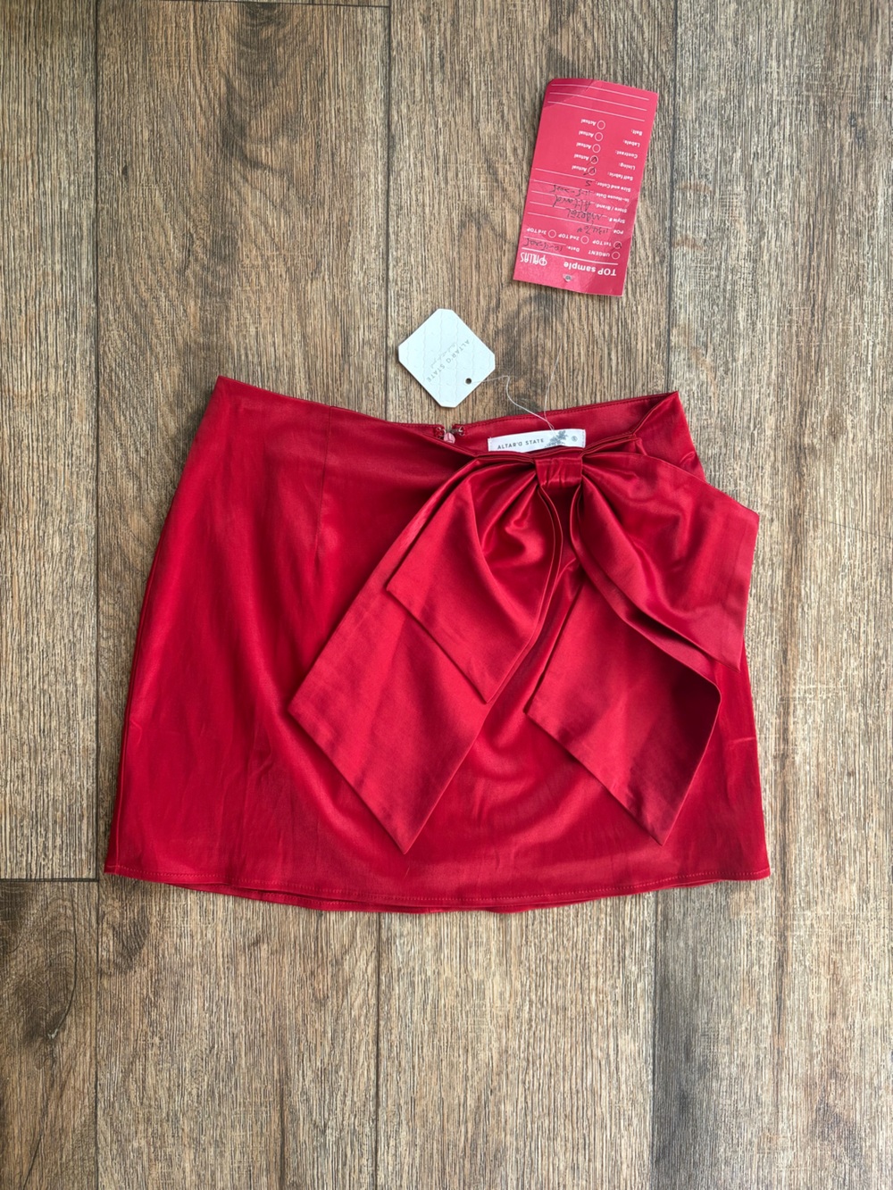 Altar'd State Red Bow-Front Mini Skirt